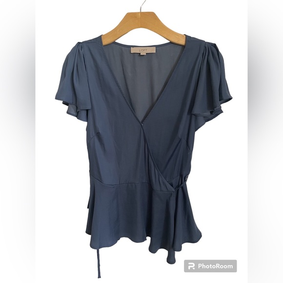 Loft Flutter Sleeve Wrap Top - Picture 5 of 7